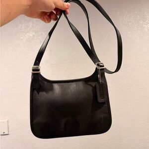 Coach Black Leather Shoulder Bag with Tag Charm